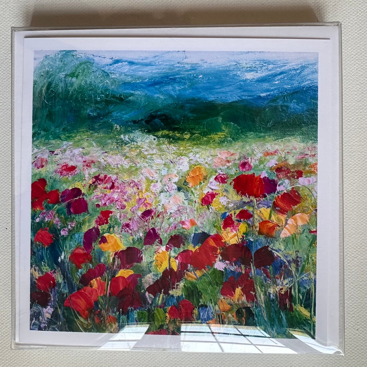 BOX SET 7: Seven Lively Poppies 5 x 5 Greeting Cards