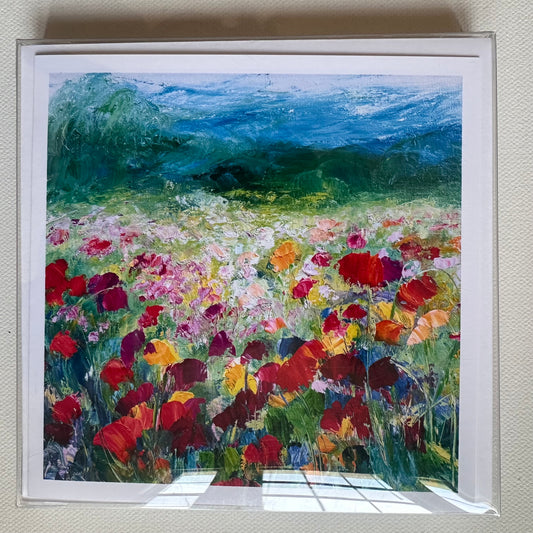 BOX SET 7: Seven Lively Poppies 5 x 5 Greeting Cards