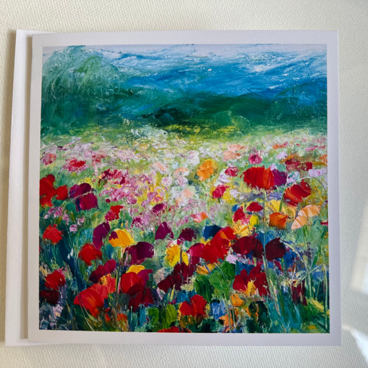 BOX SET 7: Seven Lively Poppies 5 x 5 Greeting Cards