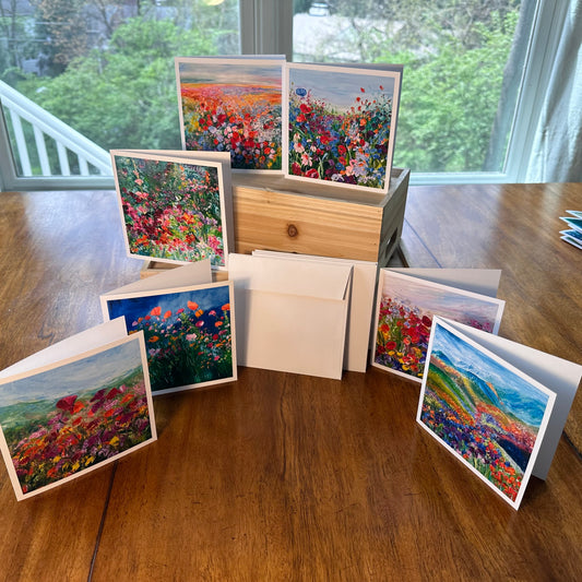 BOX SET 5: Seven Different Floral 5 x 5 Greeting Cards
