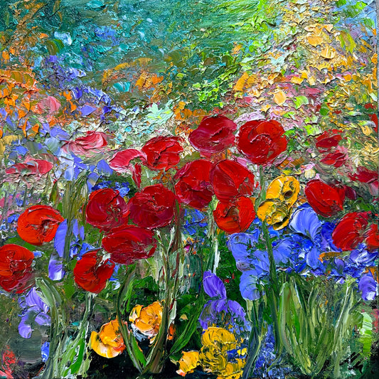 Red Poppies, OIL, 12" x 12"
