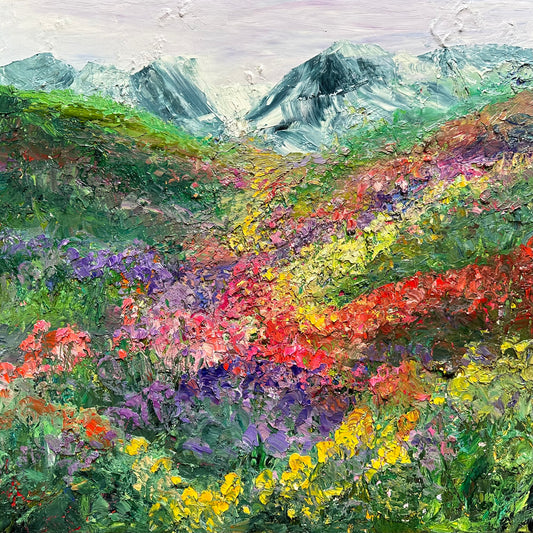 Painting of a valley of flowers