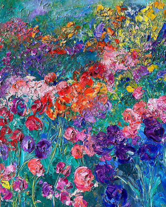 Oil painting of wild flowers.