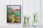 A Stroll in a Flower Field print displayed in a modern interior setting as colorful floral wall art.