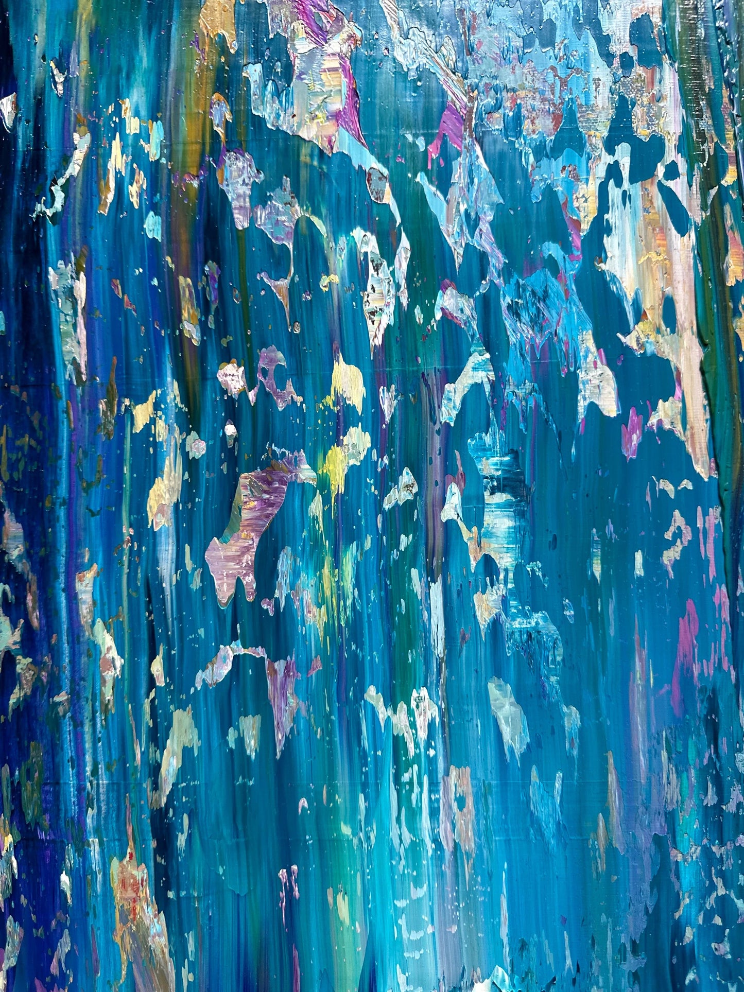 Palette-knife texture detail of Abstract Water Reflection by Maria-Victoria Checa.
