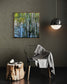 Fine art print of “Cypress Gardens Reflection” by Maria-Victoria Checa displayed in a modern, minimalist interior.