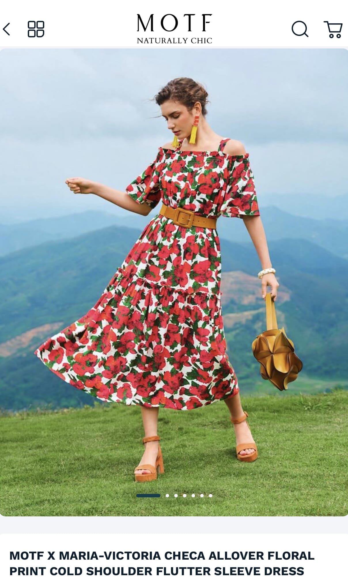 MOTF x Maria-Victoria Checa allover floral print cold shoulder flutter sleeve dress inspired by Coquelicots