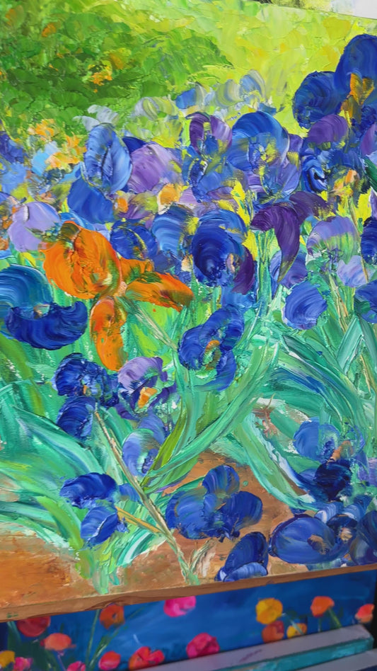 Orange Iris, OIL, 16" x 16"
