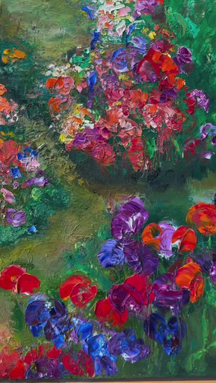 Whimsical Path is an original impressionist landscape painting by Washington, DC–based contemporary artist Maria-Victoria Checa. This video showcases the rich texture, vibrant wildflowers, and dreamy garden pathway that define the piece. Perfect for collectors who love expressive color, movement, and nature-inspired art.
