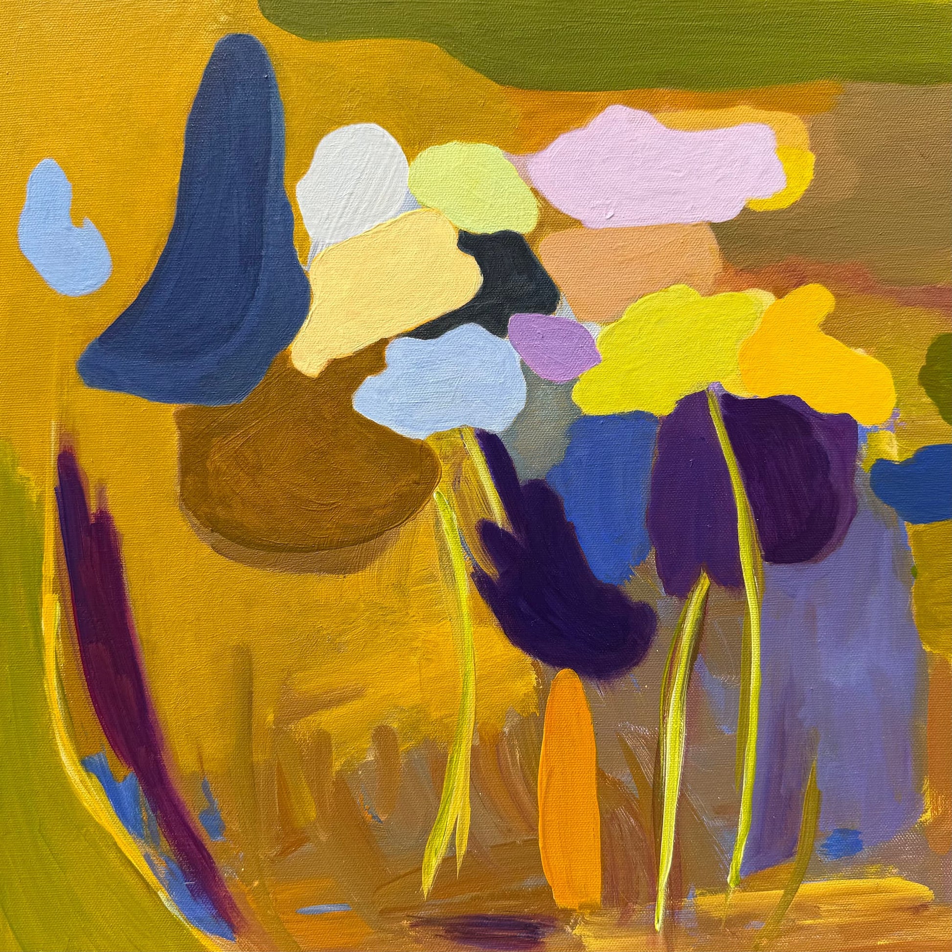 Safari, original abstract acrylic painting, 16x16in (40.6x40.6cm), by Maria-Victoria Checa, Washington DC