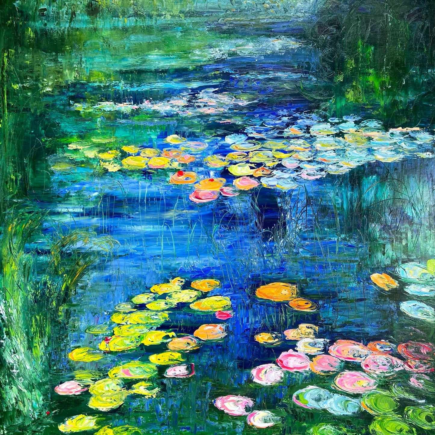 Water Lily Pond II, OIL, 36" X 36"