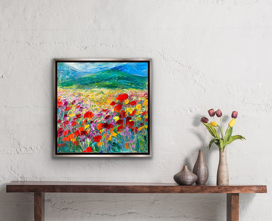 Lively Poppies II, OIL, 14" x 14"