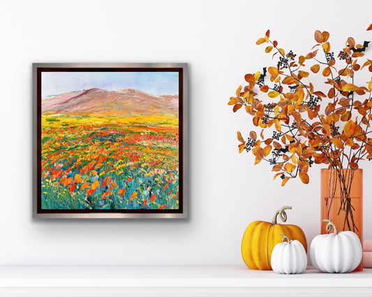 California Flower Field, OIL, 14" x 14"
