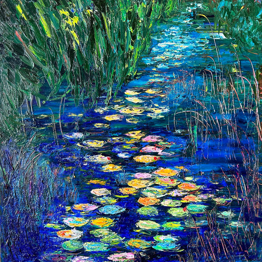 Textured Lily River, OIL, 20" x 20"