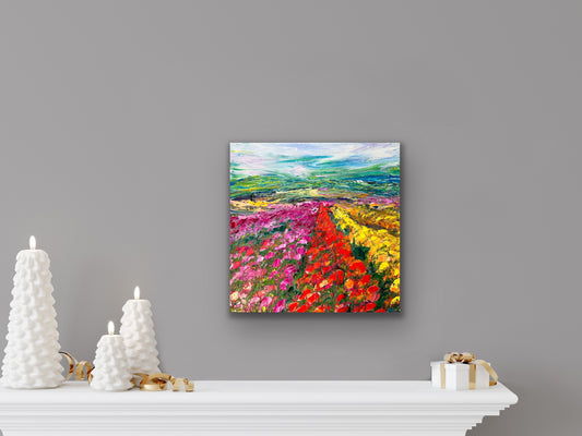 Flowers in Perspective, Oil, 14" x 14"