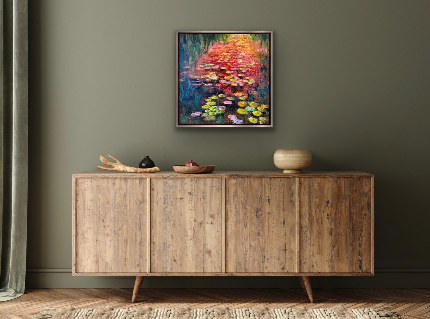 Water Lilies On Fire, OIL, 30" x 30"