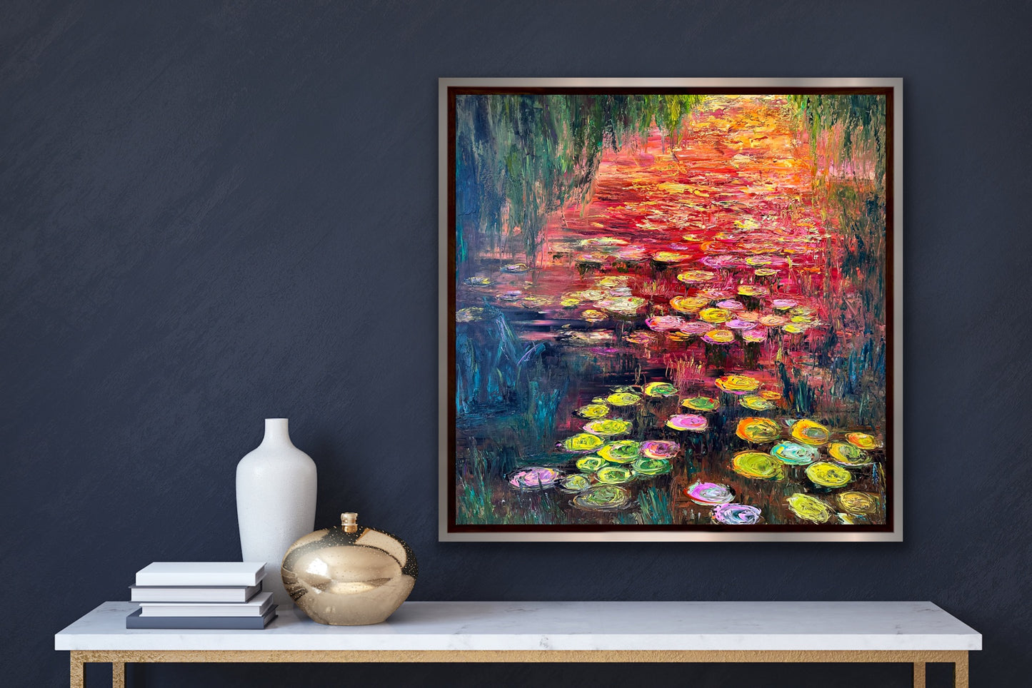 Water Lilies On Fire, OIL, 30" x 30"