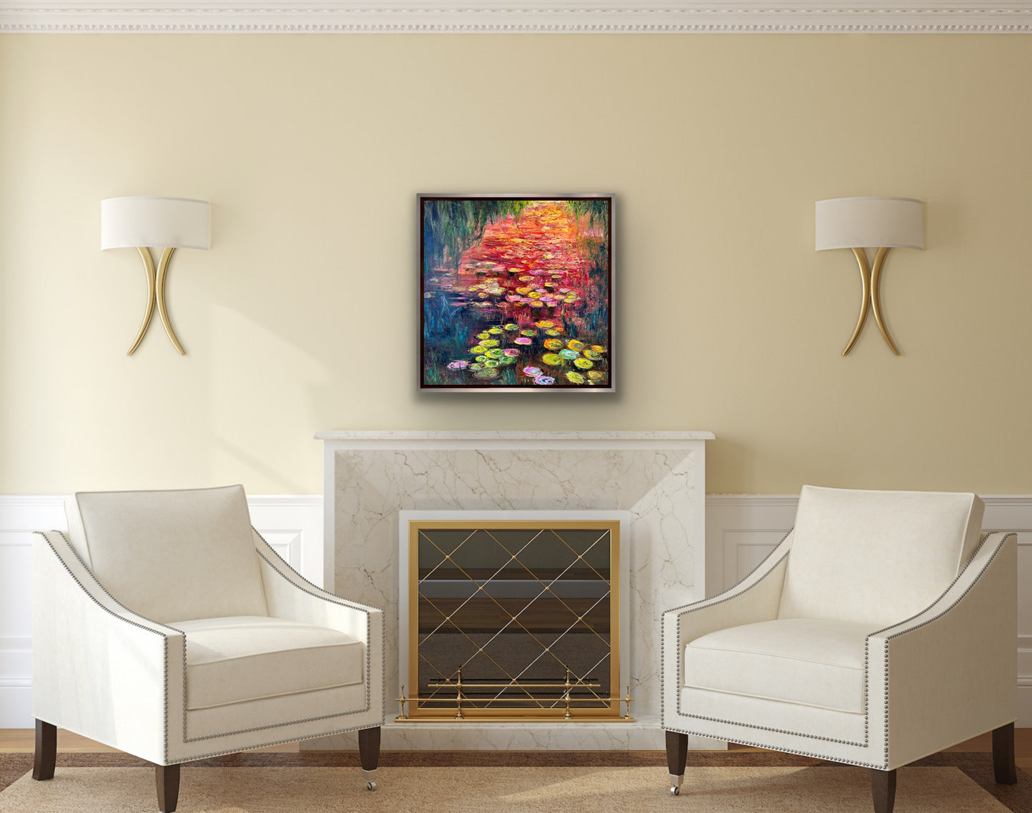 Water Lilies On Fire, OIL, 30" x 30"