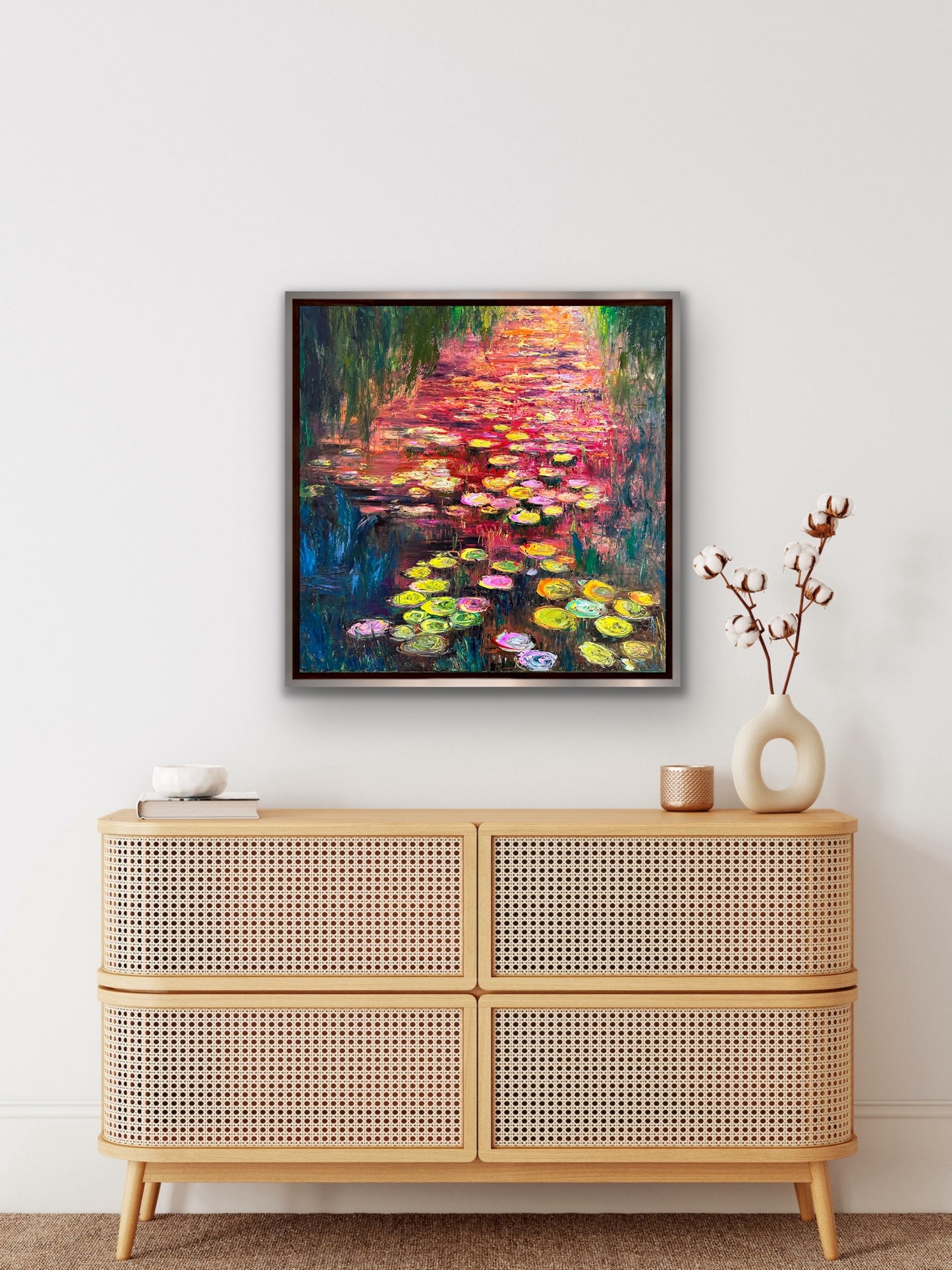 Water Lilies On Fire, OIL, 30" x 30"