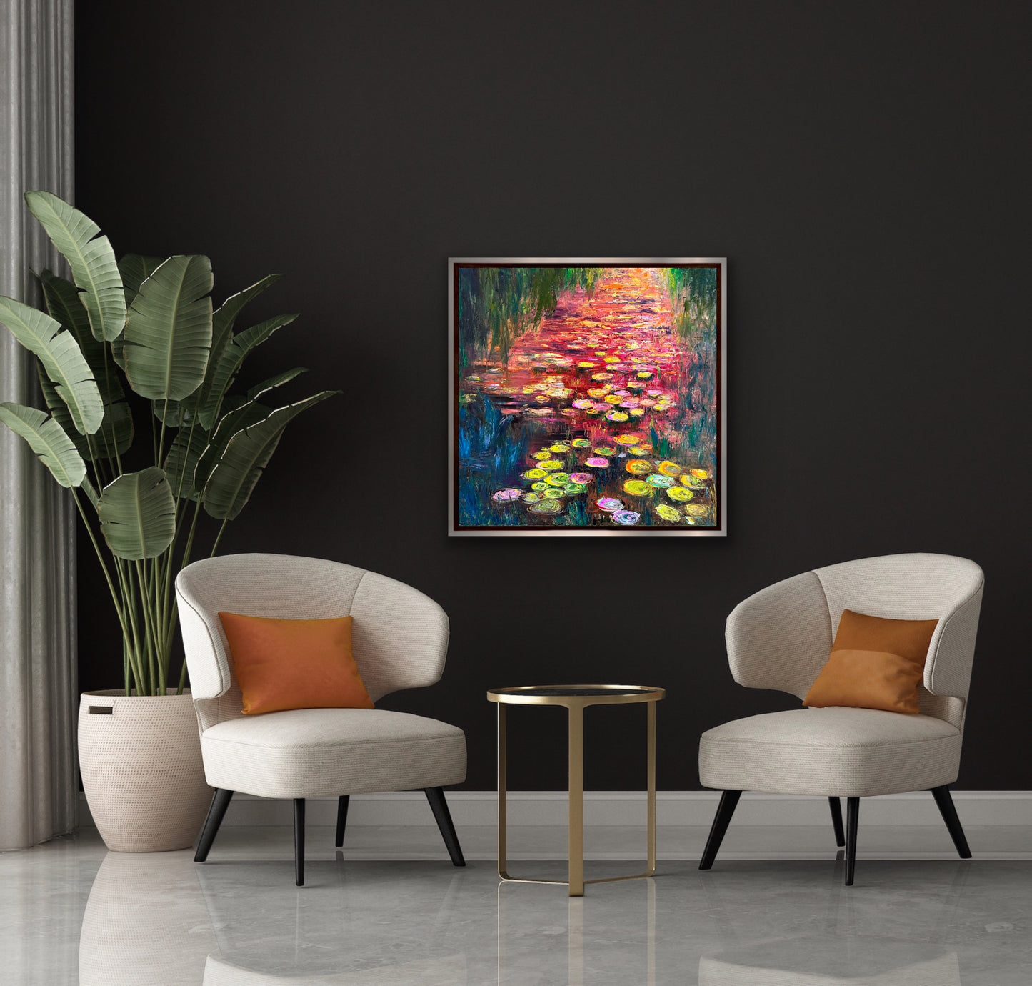 Water Lilies On Fire, OIL, 30" x 30"