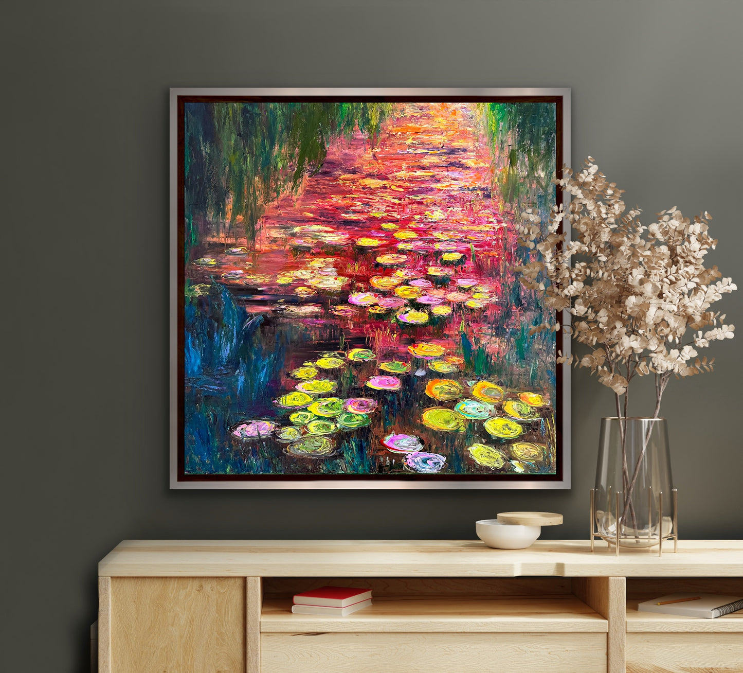 Water Lilies On Fire, OIL, 30" x 30"