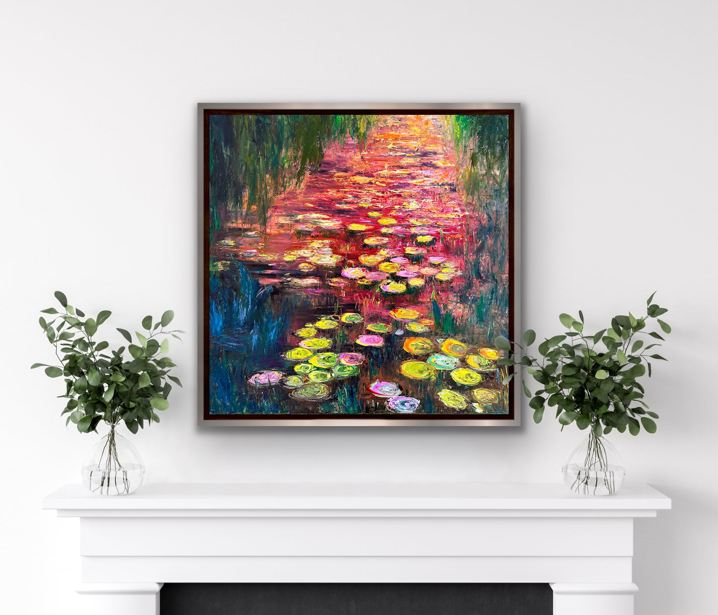 Water Lilies On Fire, OIL, 30" x 30"