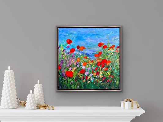 Orange Poppies, OIL, 18" x 18"