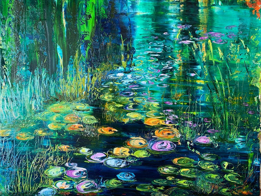 Moonlight Water Lilies, OIL, 16" x 20"