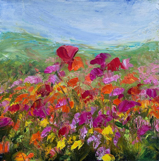 Red Poppy, OIL, 12" x 12"