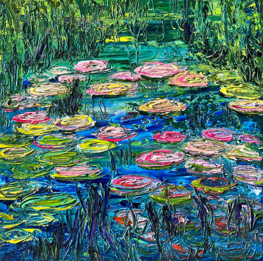 Water Lily Escape, OIL, 12" x 12"